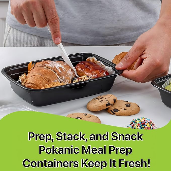 Meal Prep Containers [50 Set] 38 oz with Lids, 1 compartment, Stackable, Reusable, Leakproof, Food Safe, Microwave, Freezer & Dishwasher Safe for Food Prep Storage Bento Box (50 Set, 38 oz)