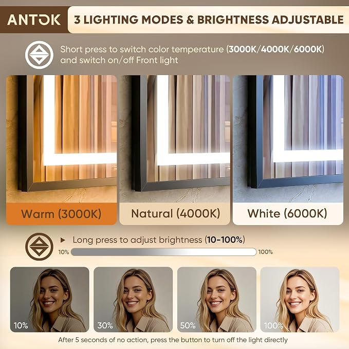 Antok 30X36 LED Bathroom Mirror - Image 7