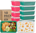 10 Pack 42 oz Meal Prep Containers, Reusable Plastic Food Prep Storage Containers with Printed Lids, Stackable, Leakproof, Microwave & Freezer & Dishwasher Safe,To Go Take Out Box, Bread