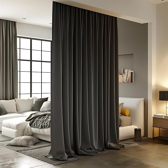 Room Divider Curtains for Ceiling Track Rod, 4.3 ft Wide x 9 ft Tall, 1 Panel by RoomDarkning