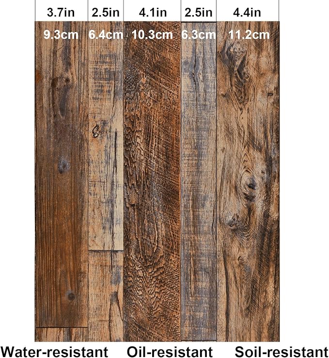 WENMER 17.71 inch x 236 inch Brown Wood Peel and Stick Wallpaper Shiplap Self - Image 6