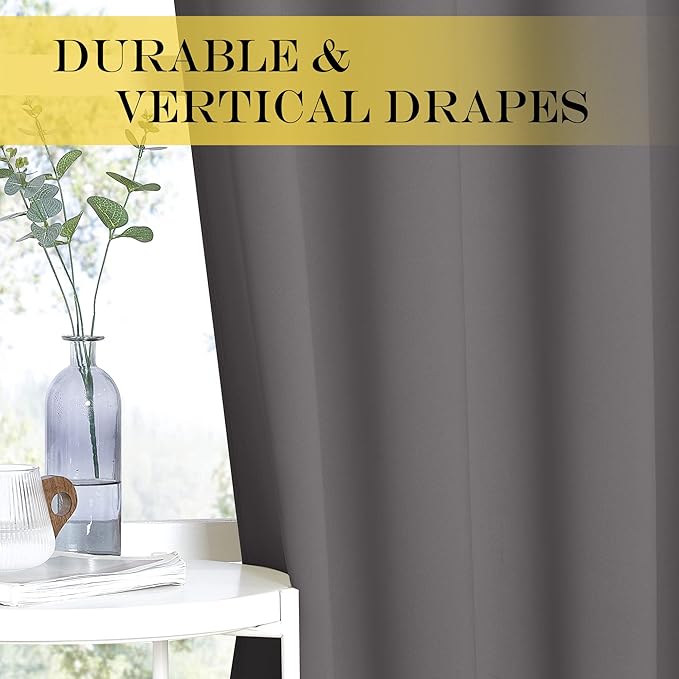NICETOWN Grey Blackout Curtain Extra Wide 72 inches Long, Grommet Room - Image 5