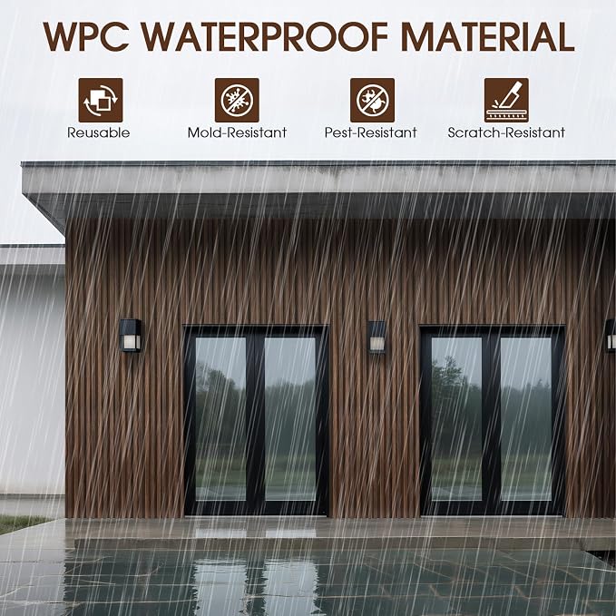 WPC Slat Wall Panels 8 Pack 96" x 8.2", Waterproof Fluted Wall Paneling - Image 3