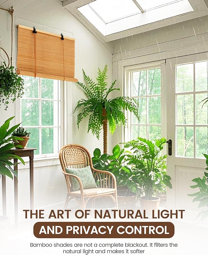 27" Wx72 H Bamboo Blinds Roller Shades - Image 7