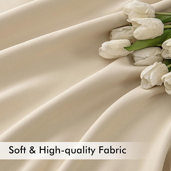 MIULEE Back Tab Cream Beige Curtains 96 Inch Long 2 Panels Set - Image 6