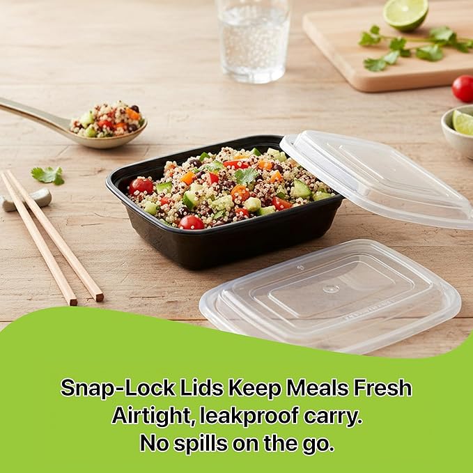 Meal Prep Containers [150 Set] x [16 oz] with Lids, 1 compartment, Stackable, Reusable, Leakproof, Food Safe, Microwave, Freezer & Dishwasher Safe for Food Prep Storage Bento (150 Set, 16 oz)