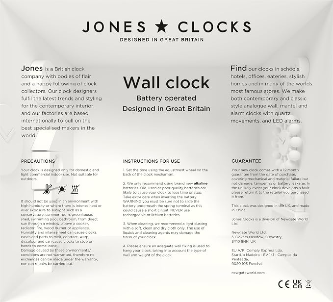 JONES CLOCKS® Studio wall Clock | Modern Round Style | 12 inch | Dark Navy Blue - Image 8