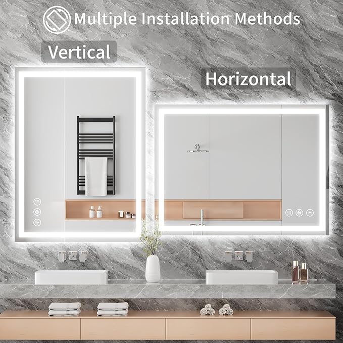 Koonmi 48"x32" LED Mirror for Bathroom, 90CRI Anti-Fog Vanity Mirror - Image 7