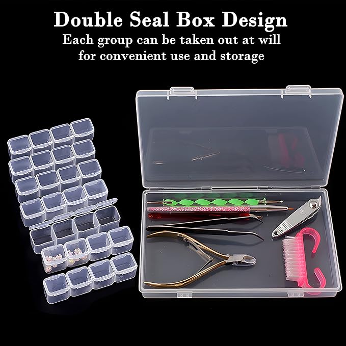 Guyuyii 56 Slots Diamond Painting Storage - 2 Pack 28 Grids diamond art organizer for Bead Storage, Craft Supply, Small Item, and Jewelry Organization