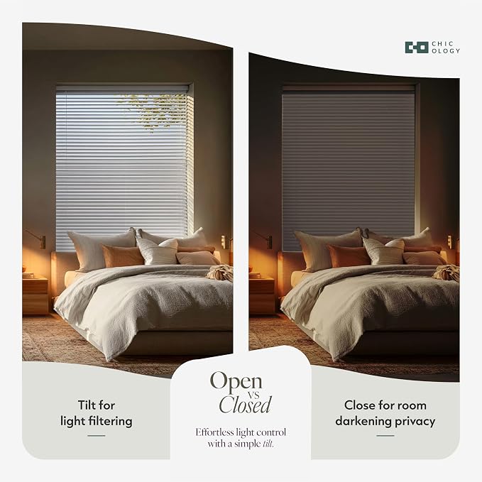 CHICOLOGY Cordless Mini Blinds for Indoor Windows, 56.5" W x 84" H, Light - Image 6