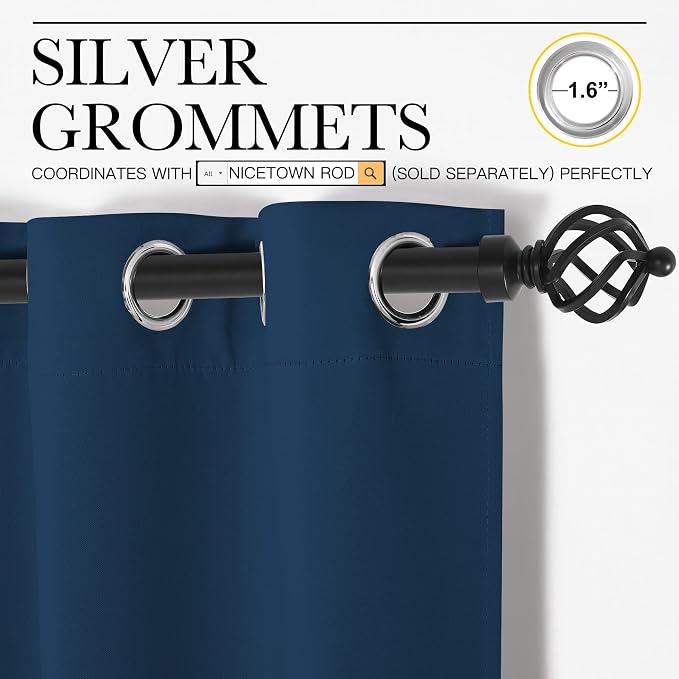 NICETOWN Window Curtain Panels, Thermal Insulated Solid Grommet Blackout - Image 2