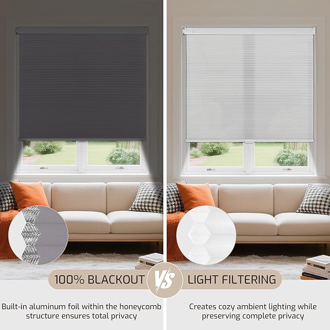 Grandekor No Drill No Tools Cordless Cellular Shades, 27.5" W x 64" H, UV - Image 7