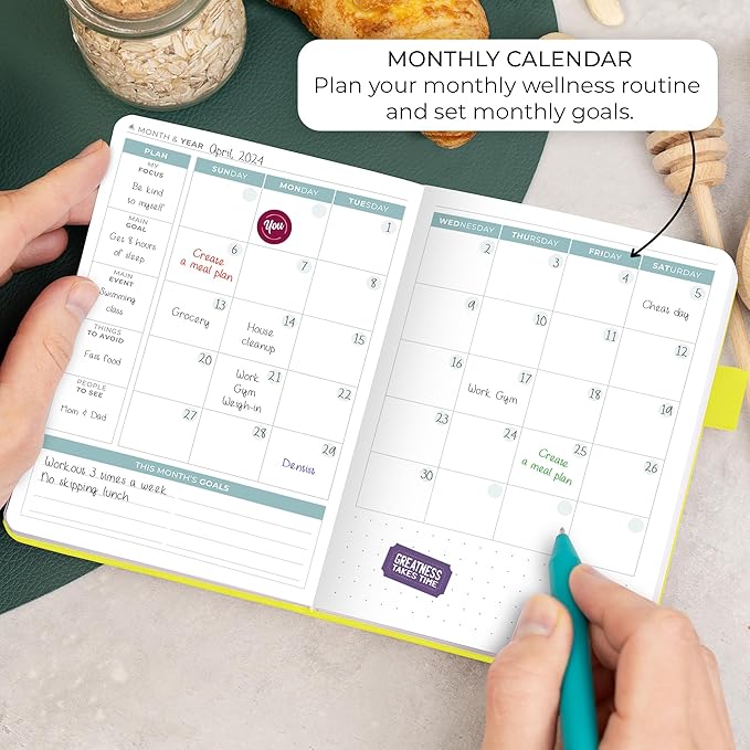 Clever Fox Food Journal Pocket - Daily Food Diary, Meal Planner to Track Calories & Nutrients, Weight Loss Tracker Notebook, 4x5.5” (Neon Yellow)