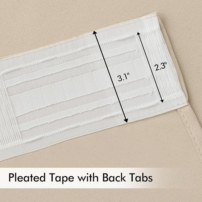 MIULEE Cream Beige Back Tab Light Blocking Curtains 84 Inch Length 2 Panels Set - Image 4