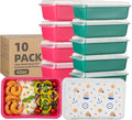 10 Pack 42 oz Meal Prep Containers, Reusable Plastic Food Prep Storage Containers with Printed Lids, Stackable, Leakproof, Microwave & Freezer & Dishwasher Safe,To Go Take Out Box, Ocean