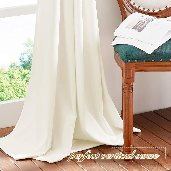 NICETOWN Ivory White Velvet Curtains 84 inches, Luxury Sound Reducing Heavy - Image 7