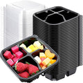 80 Pack 4-compartment Bento Snack Boxes with Lids Divided Lunch Containers for Travel School Camping Outdoor Home (Black)