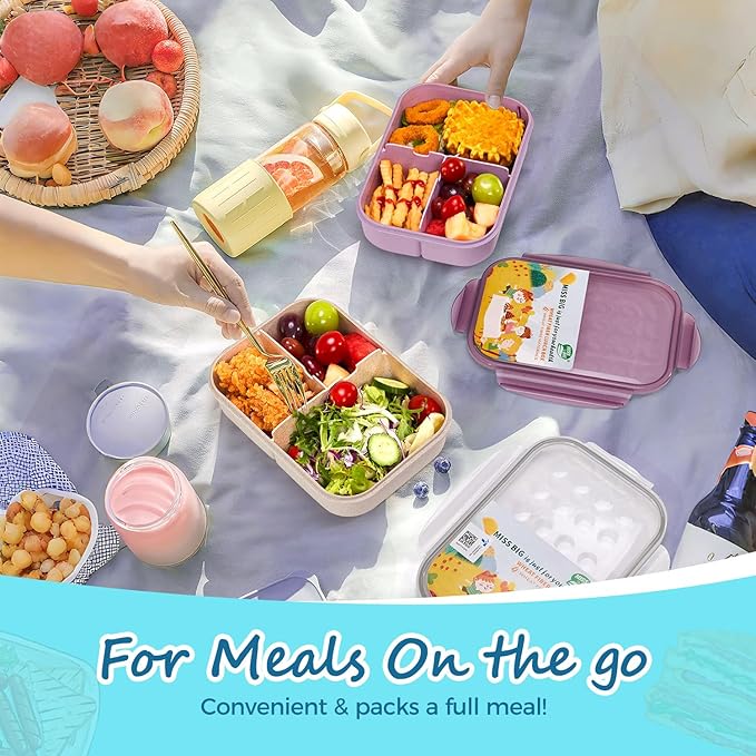 MISS BIG Bento Box for Kids,Leak Proof,Mom’s Choice Kids Lunch Box, No BPAs and No Chemical Dyes,Microwave and Dishwasher Safe Lunch Containers(White)