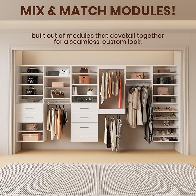 ROOMTEC Modular Closet System, Wall-Mounted Wooden Tower - Image 6