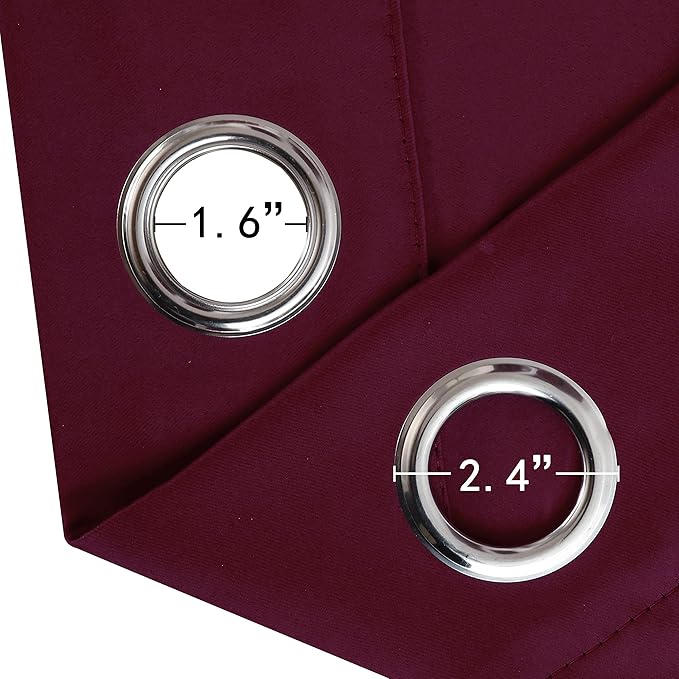 LEMOMO Burgundy Red Thermal Blackout Curtains/42 x 84 Inch/Set of 2 Panels Room - Image 5