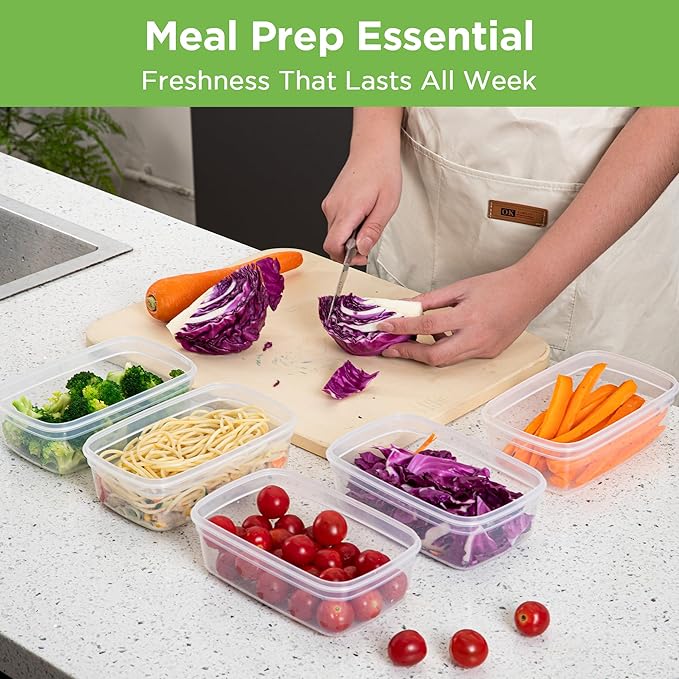 10-Pack Food Storage Containers with Airtight Leakproof Lids, BPA-Free Meal Prep Containers for Microwave/Dishwasher/Freezer, White, 28.7oz Each