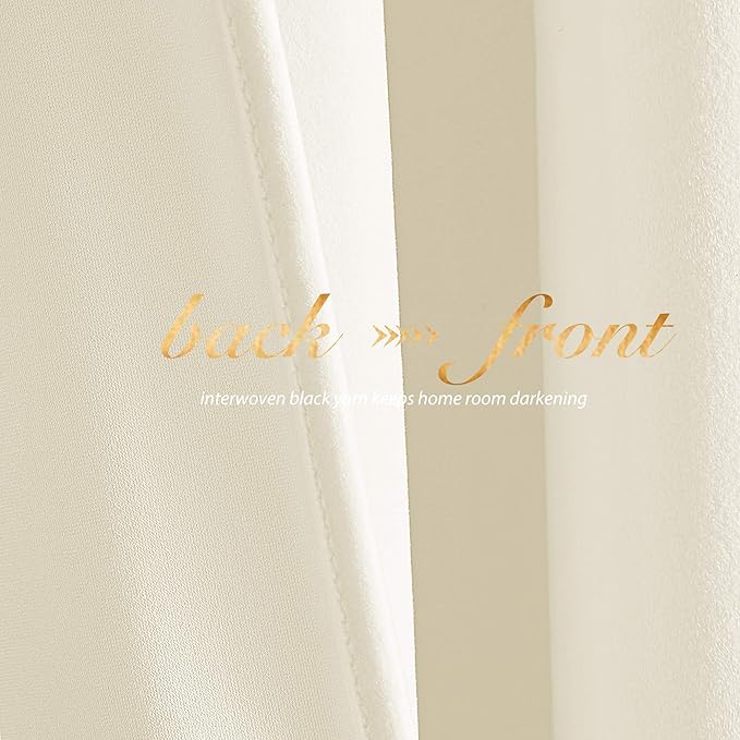 NICETOWN Ivory White Velvet Curtains 54" Length 42" Wide, Light Dimming Thermal - Image 4