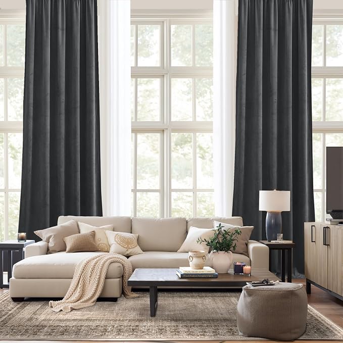 NICETOWN Grey Luxury Velvet Curtain Panels, Home Decoration Window Treatment - Image 9