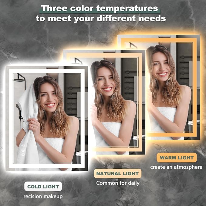 60x28 Inch LED Bathroom Mirror - Image 3