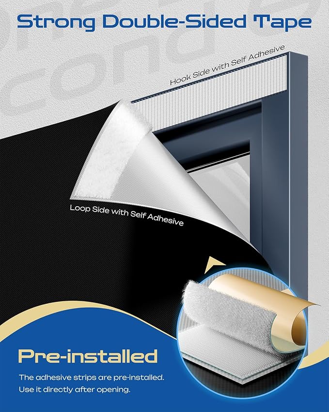 19" W x 64" L 100% Blackout Curtains, Total Darkness No-Drill Black Out Window - Image 2
