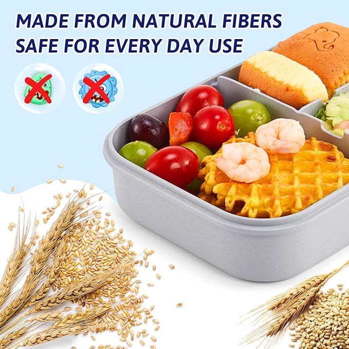 MISS BIG Bento Box for Kids, Leakproof Lunch Box, No BPAs & Chemical Dyes, M/W, D/W & Fridge Safe (1150ml Gray)
