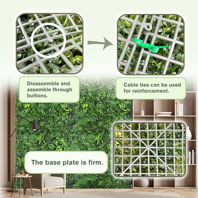 Artificial Green Boxwood Grass Wall Roll: 48"x120"（40SQFT） UV Protected Ivy - Image 3