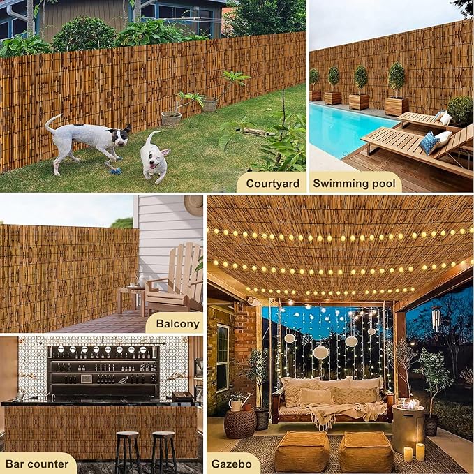 Natural Reed Fencing, Decorative Bamboo Fence Rolls Handwoven Friendly Sun Shade - Image 3