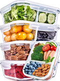 Prep Naturals 36oz Glass Meal Prep Containers - Airtight Glass Food Storage Containers with Lids - Dishwasher, Microwave & Oven Safe Meal Prep Bowls - Pack of 5, 36 Oz, 2-Compartment, Clear