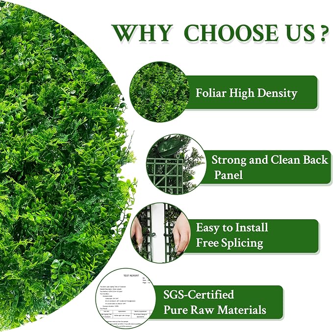 ODTORY Artificial Plants Hedge Wall Panels：20x20 Inch 4P UV-Anti Greenery - Image 4