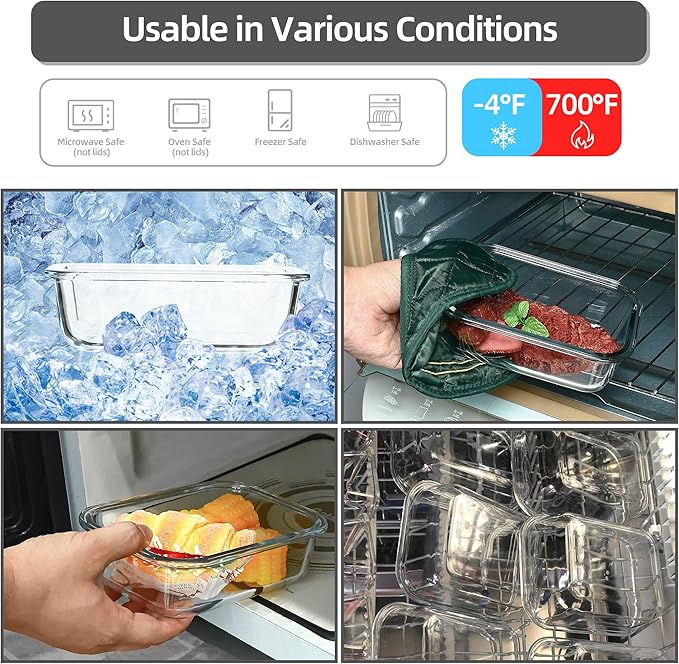 Glass Food Storage Containers 10 Pack - 22Oz Meal Prep Container Set with Lid, Airtight Snap Lock, Microwave Freezer Oven Dishwasher Safe, Lunch Box for Work, Mint