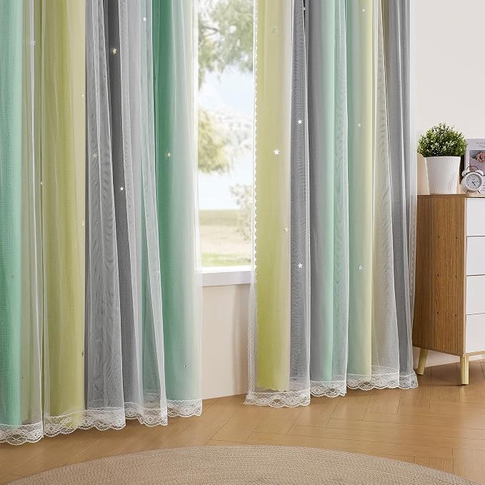 XiDi Yellow & Rainbow Curtains for Kids & Girls Room - Image 3