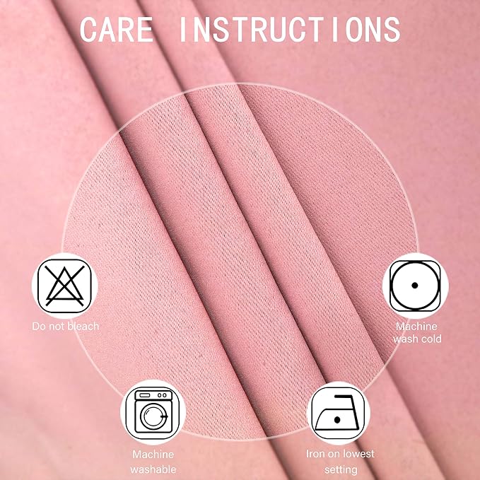 LEMOMO Pink Blackout Curtains 40 x 63 Inch Length/Set of 2 Curtain - Image 5