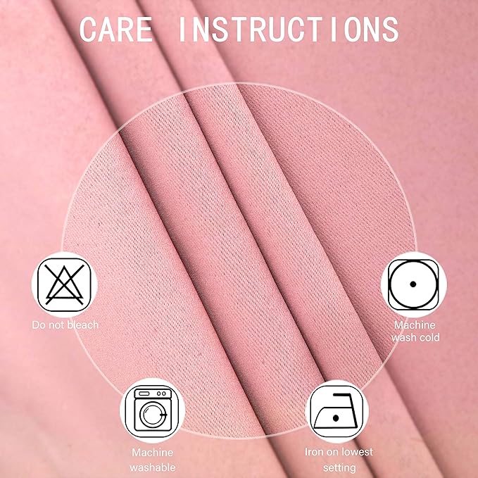 LEMOMO Pink Blackout Curtains/42 x 84 Inch/Set of Two Panels Grommet Bedroom - Image 5