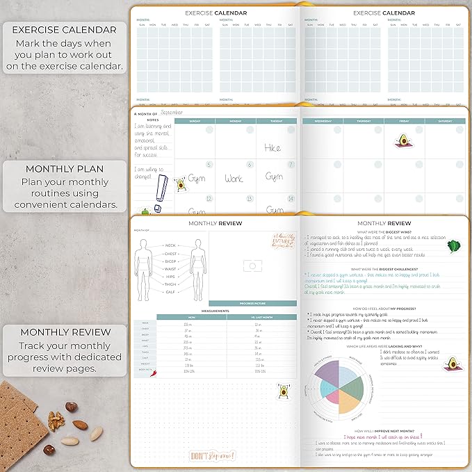 Clever Fox Meal Planner PRO – Weekly Meal Prep Journal with Grocery List & Weigh Loss Tracker – Diet, Fitness & Welness Log Book – Nutrition Diary Notebook – Lasts 12 Months, 7x10” (Amber Yellow)