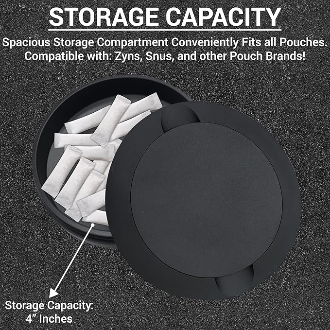 Matte Black Metal Zyn Pouch Container – Dual Compartment Storage Tin with Secure Lid