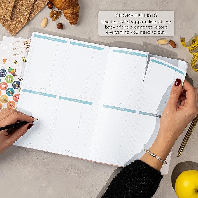 Clever Fox Meal Planner PRO – Weekly Meal Prep Journal with Grocery List & Weigh Loss Tracker – Diet, Fitness & Welness Log Book – Nutrition Diary Notebook – Lasts 12 Months, 7x10” (Rose Gold)