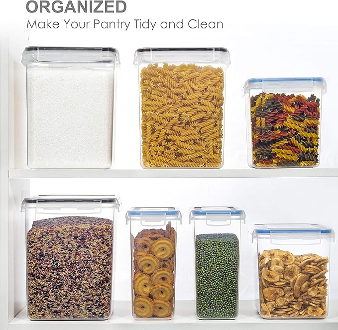 Large Food Storage Containers with Lids Airtight 6.5L / 5.9 quart, for Flour, Sugar, Baking Supply and Dry Food Storage, PANTRYSTAR 2PCS BPA Free Plastic Canisters for Kitchen Pantry Organization