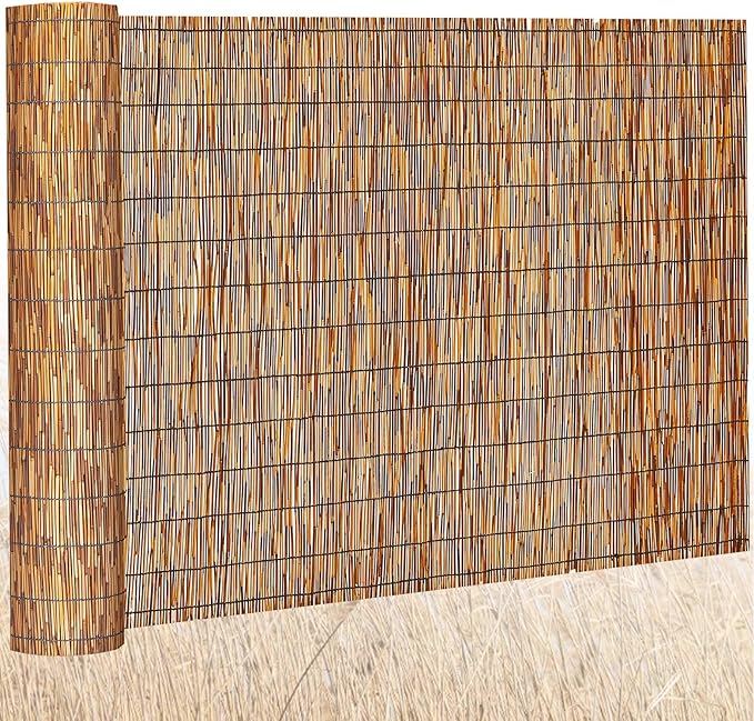 Barydat 1 Pcs 5 x 16.4 ft Reed Fence Roll, 85% Shade Bamboo Privacy Screen by home
