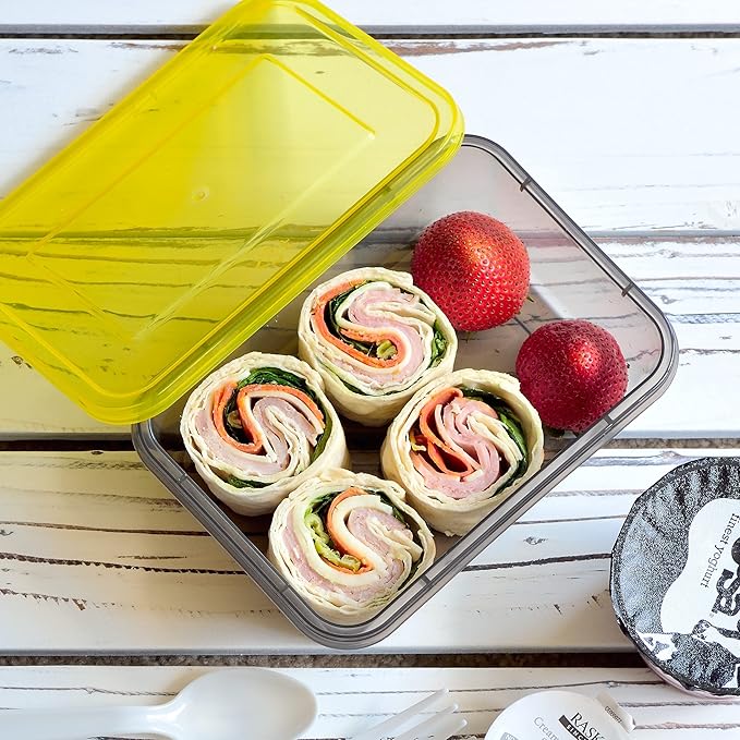 Youngever 9 Sets Thick Bento Lunch Box, Meal Prep Containers, Reusable Plastic Food Storage Container Boxes (One Compartment 20 Ounce)
