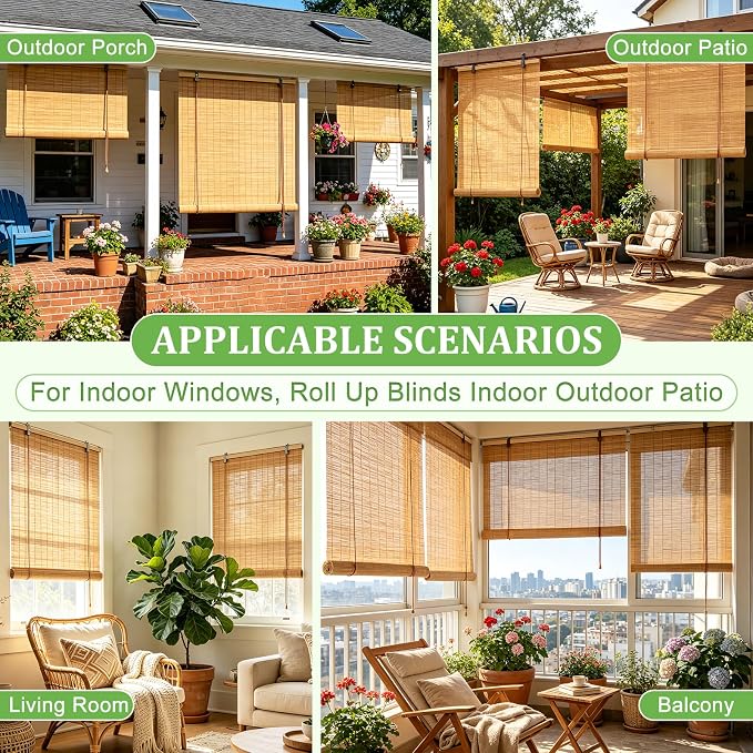 Bamboo Blinds 32x72 inch Bamboo Roman Shades - Image 5