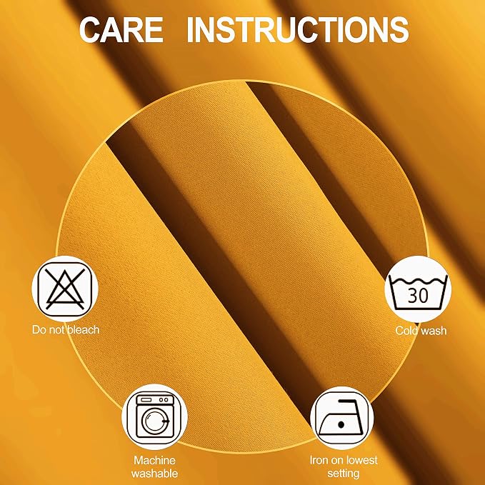 LEMOMO Yellow Blackout Curtains/52 x 108 Inch/Set of 2 Panels Thermal Insulated - Image 4