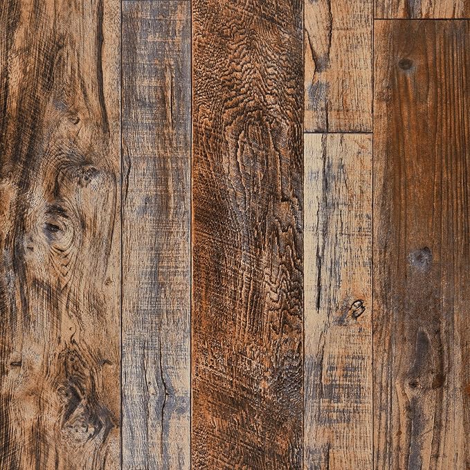 WENMER 11.8" x 118" Brown Wood Peel and Stick Wallpaper Shiplap Self Adhesive by WENMER