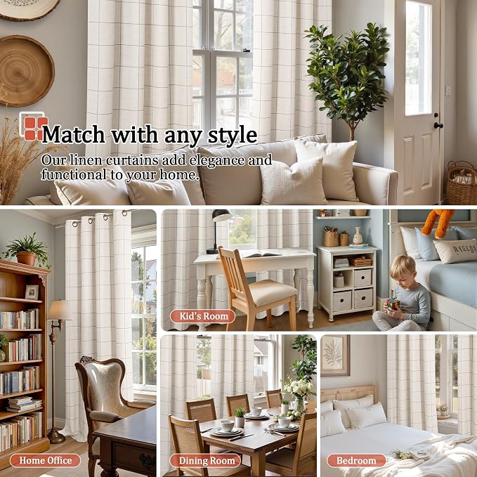 Lajode Grey Linen Blackout Curtains - Image 4