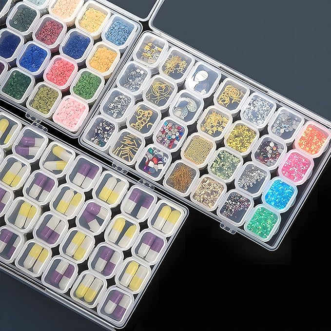 Guyuyii 56 Slots Diamond Painting Storage - 2 Pack 28 Grids diamond art organizer for Bead Storage, Craft Supply, Small Item, and Jewelry Organization