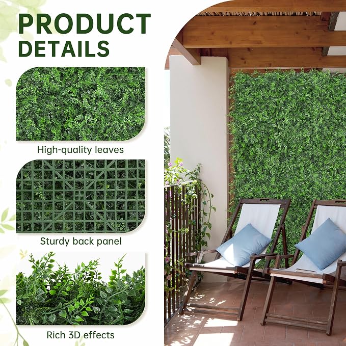 Artificial Green Wall Panels: 48"x120" Boxwood Hedge Green Wall Decor Backdrop - Image 3